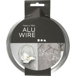 Aluminium Wire, round, thickness 1 mm, silver, 16 m/ 1 roll
