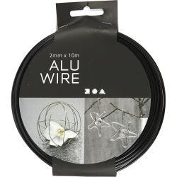 Aluminium Wire, round, thickness 2 mm, black, 10 m/ 1 roll