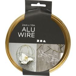 Aluminium Wire, round, thickness 2 mm, gold, 10 m/ 1 roll