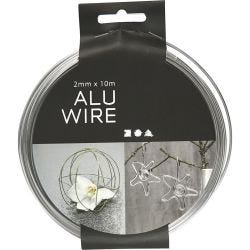 Aluminium Wire, round, thickness 2 mm, silver, 10 m/ 1 roll