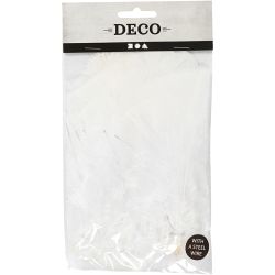 Feathers, L: 11-17 cm, white, 18 bundle/ 1 pack
