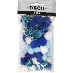 Pom poms, dia. 15+20 mm, assorted colours, 48 asstd./ 1 pack