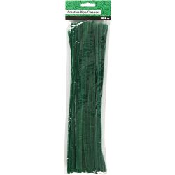 Chenille, L: 30 cm, thickness 6 mm, dark green, 50 pc/ 1 pack