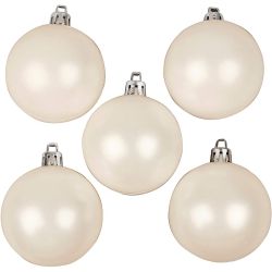 Christmas Ornaments, dia. 6 cm, white, mother-of-pearl, 20 pc/ 1 pack