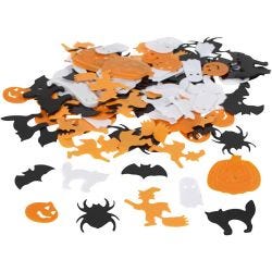 Sequins, 10-20 mm, black, orange, white, 15g/ 1 pack