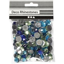 Rhinestones, round, size 6+9+12 mm, blue/green harmony, 360 pc/ 1 pack