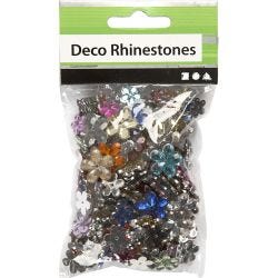 Rhinestones, dia. 6+10+12 mm, assorted colours, 252 pc/ 1 pack
