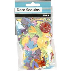 Sequins, size 15-45 mm, mother of pearl colours, 30 g/ 1 pack