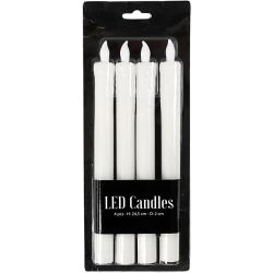 LED Candle, H: 24,5 cm, dia. 20 mm, 4 pc/ 1 pack