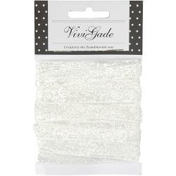 Decorative Ribbon, W: 10 mm, white, 5 m/ 1 roll