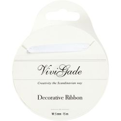 Decoration Ribbon, W: 6 mm, white, 15 m/ 1 roll