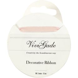 Decoration Ribbon, W: 6 mm, light red, 15 m/ 1 roll