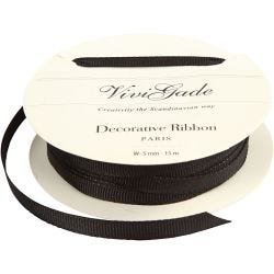 Decoration Ribbon, W: 6 mm, black, 15 m/ 1 roll