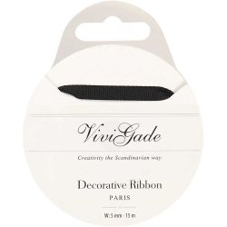 Decoration Ribbon, W: 6 mm, black, 15 m/ 1 roll