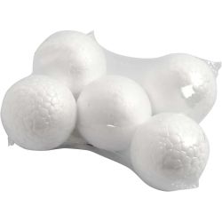 Polystyrene Balls, dia. 5 cm, white, 5 pc/ 1 pack