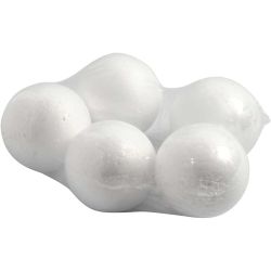 Polystyrene Balls, dia. 6 cm, white, 5 pc/ 1 pack