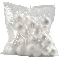 Polystyrene Balls, dia. 6 cm, white, 50 pc/ 1 pack