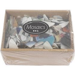 Mosaics, size 8-20 mm, thickness 2-3 mm, Content may vary , assorted colours, 2 kg/ 1 pack