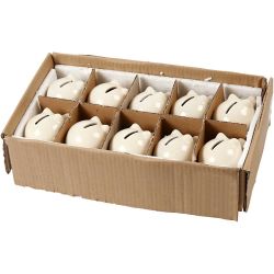Piggy Bank, H: 8 cm, W: 8,5 cm, off-white, 10 pc/ 1 pack