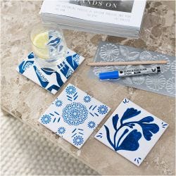 Trivet with cork frame, size 15,5x15,5x1 cm, white, 2 pc/ 1 pack