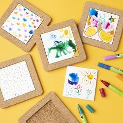 Trivet with cork frame, size 19x19x1,1 cm, white, 10 pc/ 1 pack
