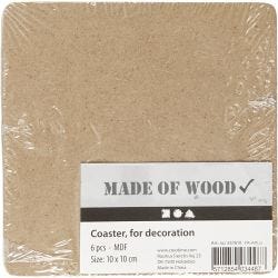 Coaster, size 10x10 cm, thickness 3 mm, 6 pc/ 1 pack