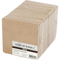 Coaster, size 10x10 cm, thickness 3 mm, 50 pc/ 1 pack