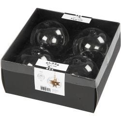 Clear Glass Baseless Hanging Bauble, dia. 8 cm, hole size 5 cm, transparent, 4 pc/ 1 pack