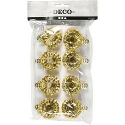 Clip on candle holder, dia. 40 mm, gold-plated, 8 pc/ 1 pack