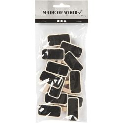 Blackboard with clothes peg, size 4x2 cm, 12 pc/ 1 pack