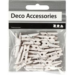Mini Clothes Peg, L: 25 mm, W: 3 mm, white, 36 pc/ 1 pack
