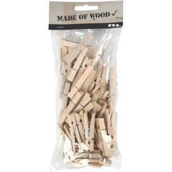 Clothes pegs, L: 48 mm, W: 6 mm, 50 pc/ 1 pack