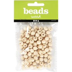 Wooden Bead, dia. 8 mm, hole size 2 mm, 100 pc/ 1 pack