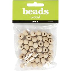Wooden Bead, dia. 10 mm, hole size 2,5 mm, 40 pc/ 1 pack