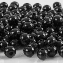 Wooden Beads, dia. 8 mm, hole size 2 mm, black, 15 g/ 1 pack