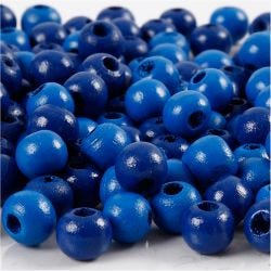 Wooden Beads, dia. 8 mm, hole size 2 mm, blue, 15 g/ 1 pack