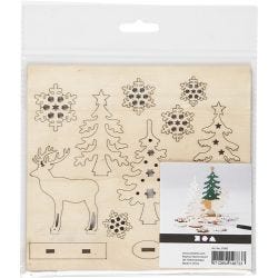 Self-assembly Figures, forest with roe deers, 15,5 cm, 17 cm, 3 mm, 1 pack