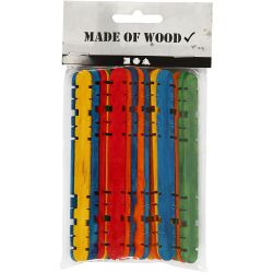 Construction sticks, L: 11,4 cm, W: 10 mm, assorted colours, 30 pc/ 1 pack