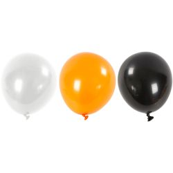 Balloons, Round, 23-26 cm, black, orange, white, 10pc/ 1 pack