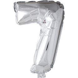 Foil Balloon, 7, 41 cm, silver, 1 pc