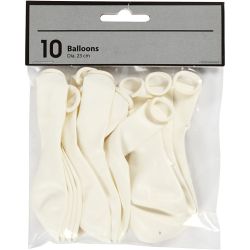 Balloons, dia. 23 cm, white, 10 pc/ 1 pack