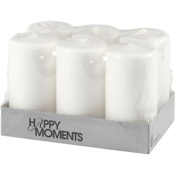 Candles, H: 100 mm, dia. 50 mm, white, 6 pc/ 1 pack