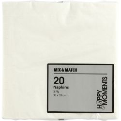 Table Napkins, size 33x33 cm, white, 20 pc/ 1 pack