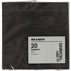 Table Napkins, size 33x33 cm, black, 20 pc/ 1 pack