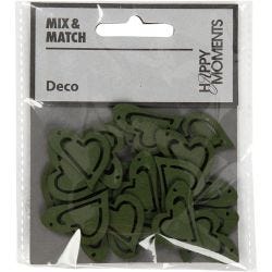 Heart, size 25x22 mm, thickness 1,7 mm, dark green, 20 pc/ 1 pack