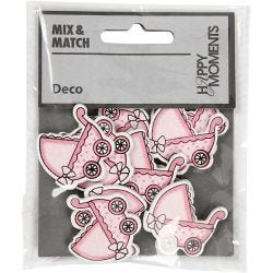 Pram, size 34x31 mm, thickness 1,7 mm, light red, 10 pc/ 1 pack