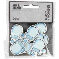 Milk Bottle, size 22x37 mm, thickness 1,7 mm, glitter, light blue, 10 pc/ 1 pack