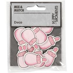 Milk Bottle, size 22x37 mm, thickness 1,7 mm, glitter, light red, 10 pc/ 1 pack