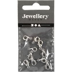 Carabiners, L: 10 mm, silver-plated, 10 pc/ 1 pack
