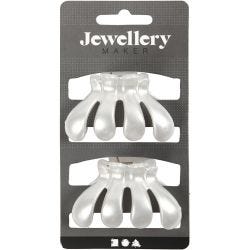 Hair Claw, L: 60 mm, W: 38 mm, mother-of-pearl, 2 pc/ 1 pack